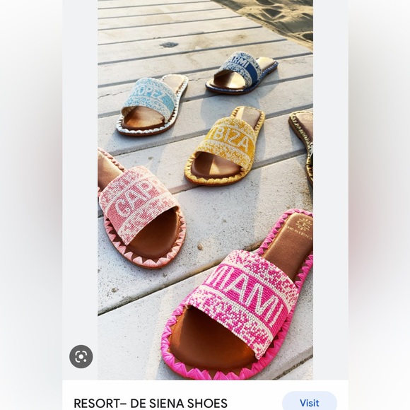 NWT DE SIENA CAPRI Designer Luxury Leather Glass Bead pool flats slides sandals - Picture 7 of 15
